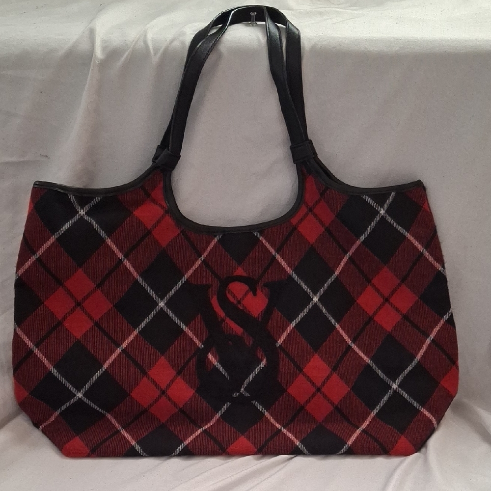 Victoria's Secret Red and Black Argyle Tote